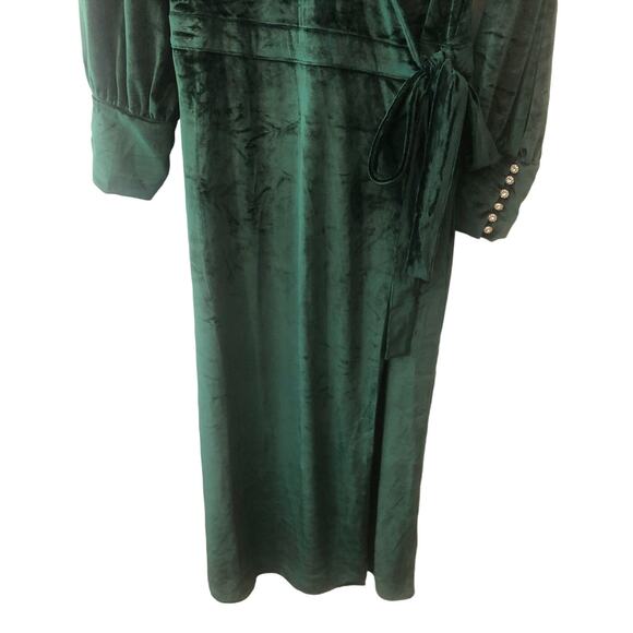 NWT Lady Gang Green Velvet Wrap Dress‎ Holiday Rich Maxi Christmas Party Dress - Picture 6 of 16
